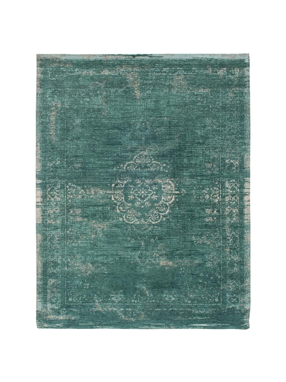 Tapis vintage vert Medaillon, Vert, gris