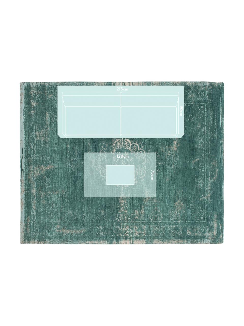 Tapis vintage vert Medaillon, Vert, gris