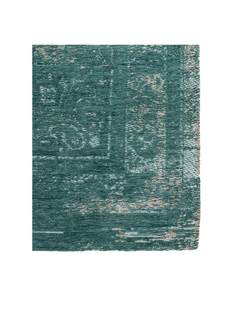 Tapis vintage vert Medaillon, Vert, gris