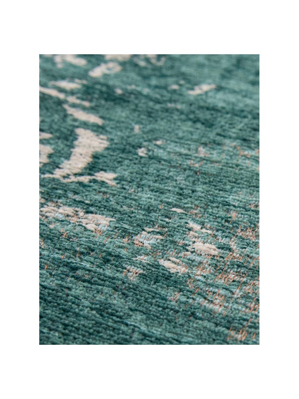 Tapis vintage vert Medaillon, Vert, gris