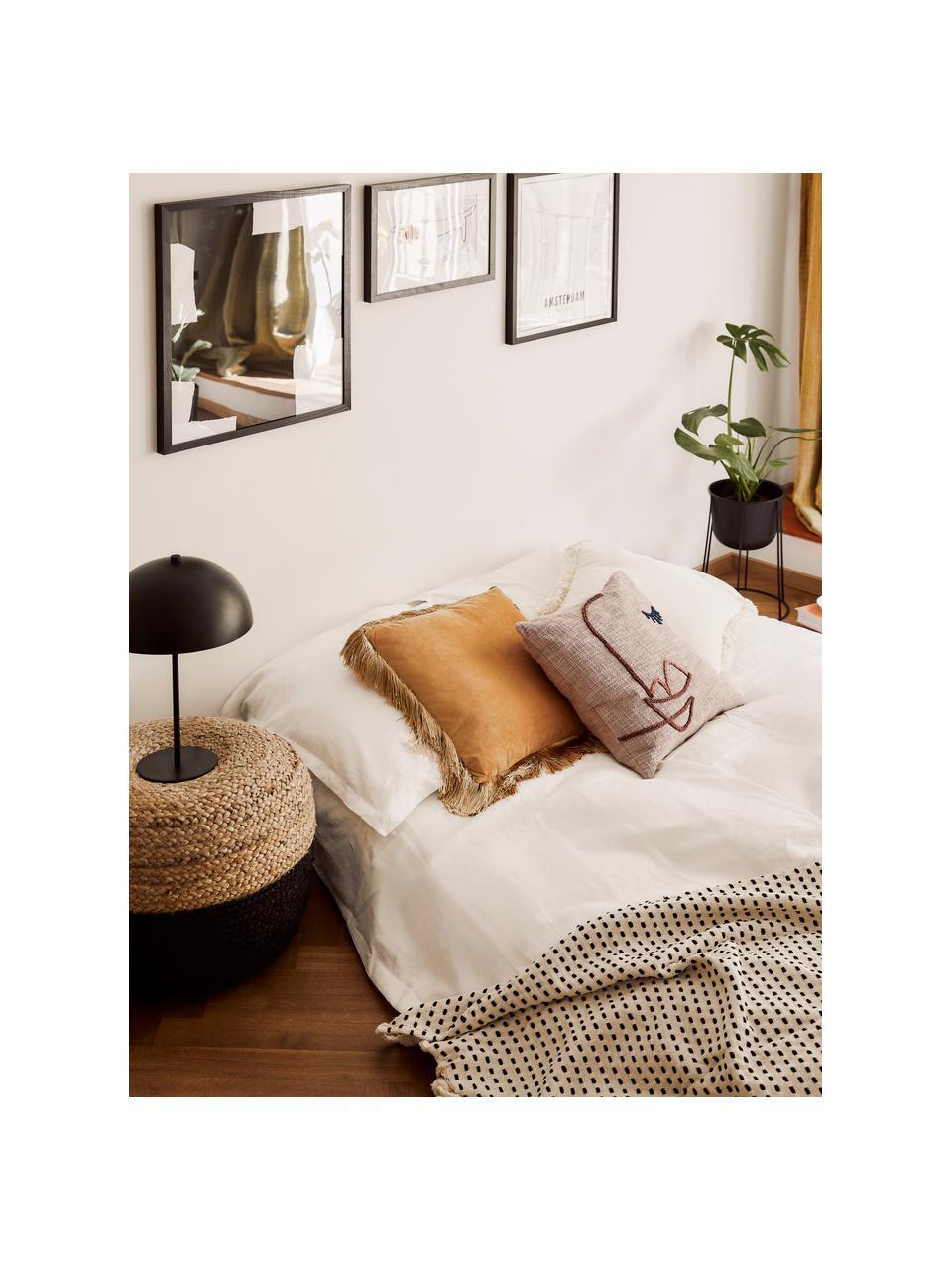Poszewka na poduszkę grubo haftowana z bawełny organicznej Faces, 100% bawełna organiczna, Blady różowy, ciemny czerwony, niebieski, S 45 x D 45 cm