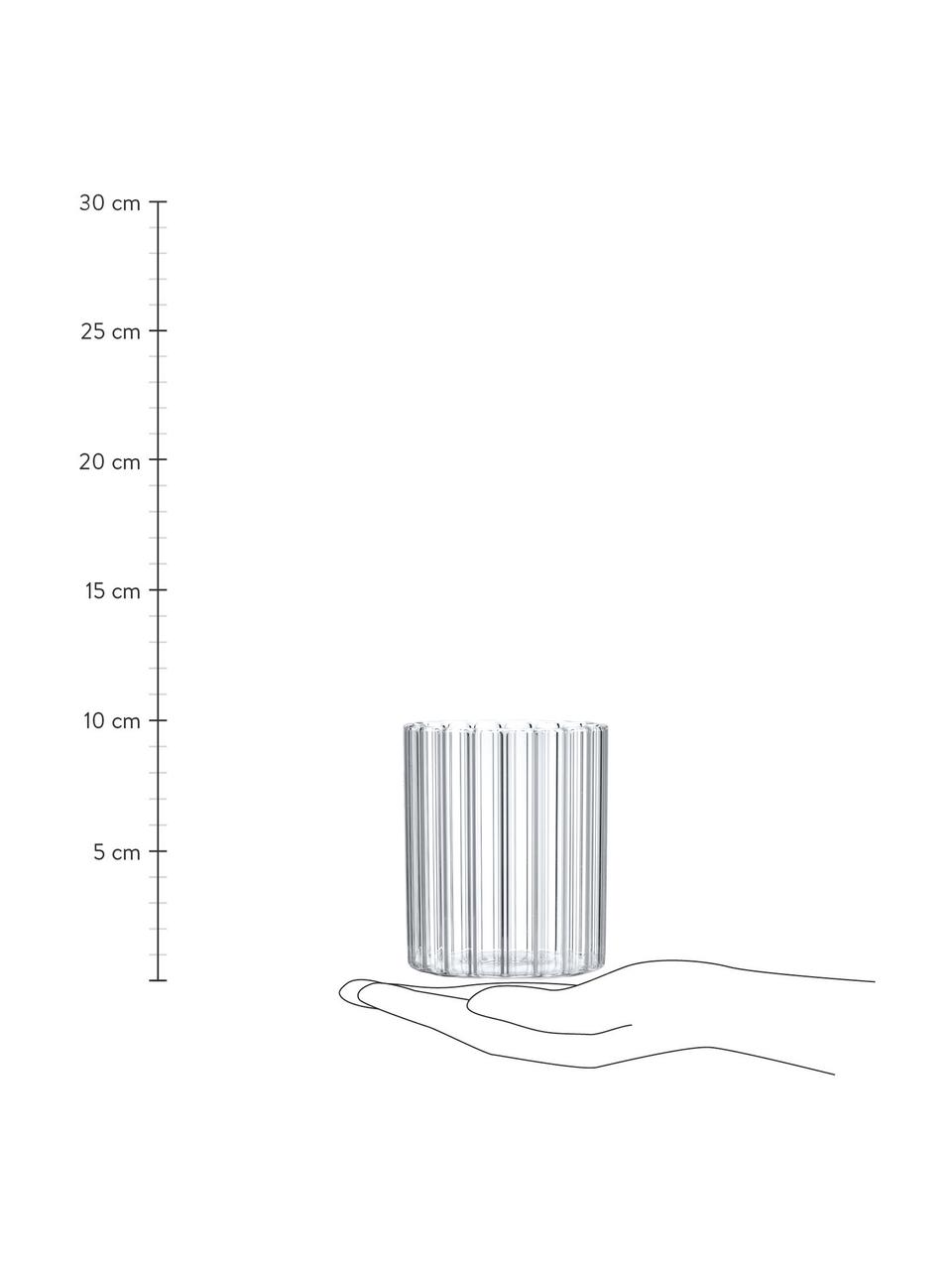 Sklenice z borosilikátového skla s reliéfem Romantic, 6 ks, Borosilikátové sklo, Transparentní, Ø 8 cm, V 9 cm, 250 ml
