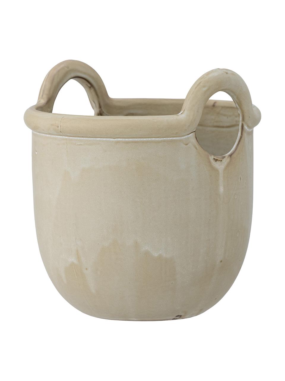 Übertopf Janti aus Steingut, Steingut, Beige, Ø 20 x H 21 cm