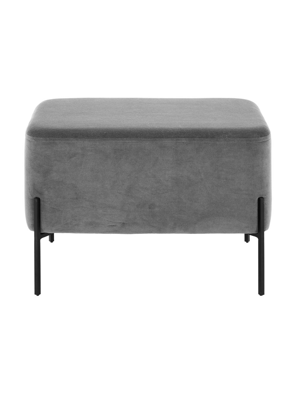 Široká sametová stolička Harper, Sametová šedá, černá, Š 64 cm, V 44 cm