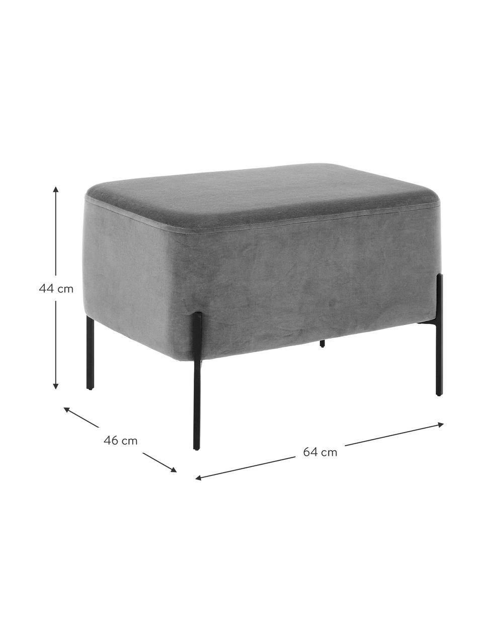 Pouf grande in velluto Harper, Rivestimento: velluto, Velluto grigio, nero, Larg. 64 x Alt. 44 cm