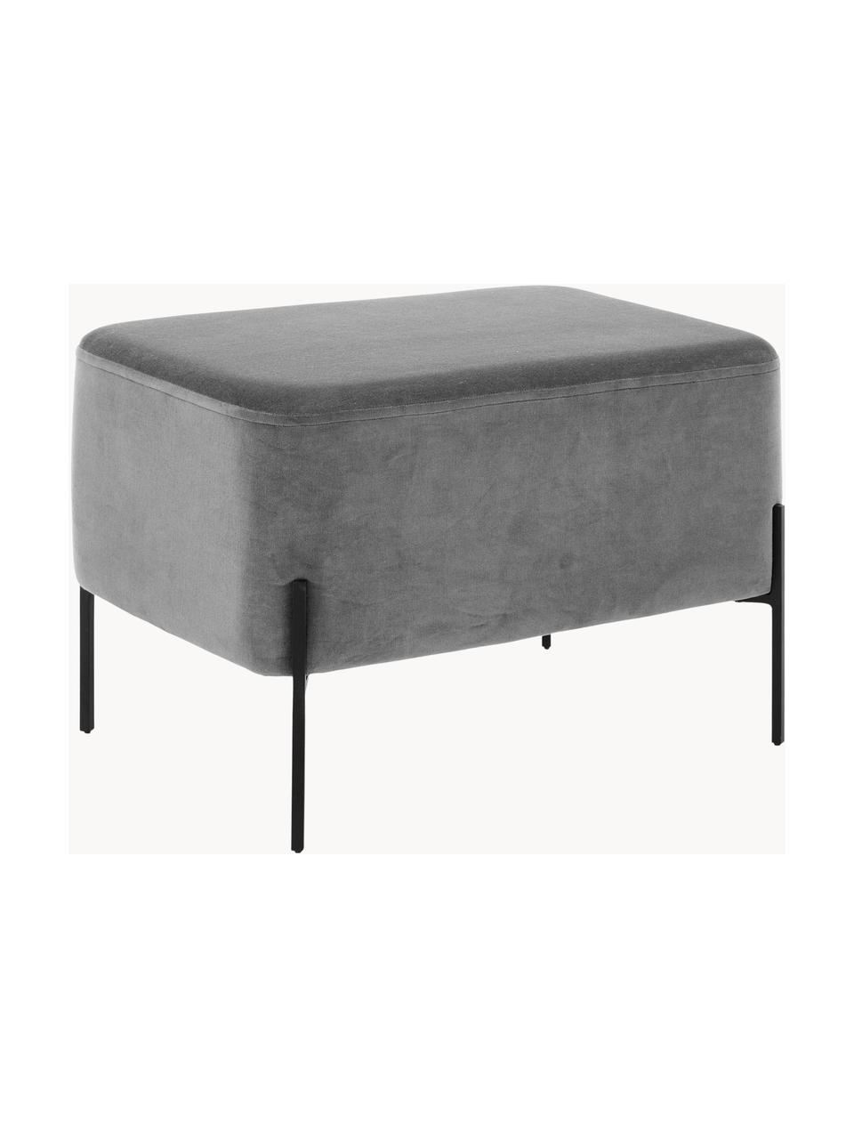 Pouf grande in velluto Harper, Rivestimento: velluto, Piedini: metallo verniciato a polv, Velluto grigio, nero, Larg. 64 x Alt. 44 cm