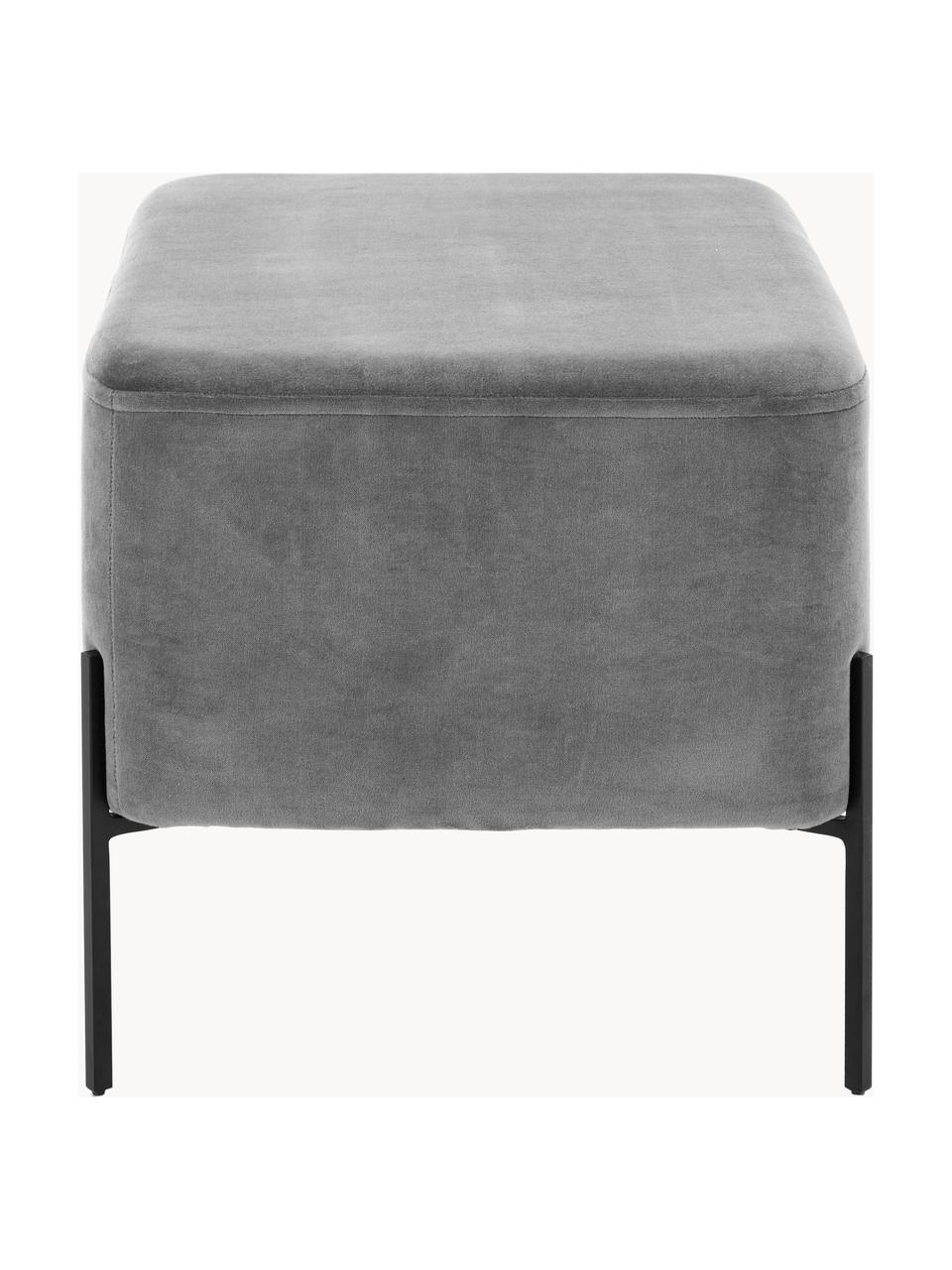 Pouf grande in velluto Harper, Rivestimento: velluto, Piedini: metallo verniciato a polv, Velluto grigio, nero, Larg. 64 x Alt. 44 cm