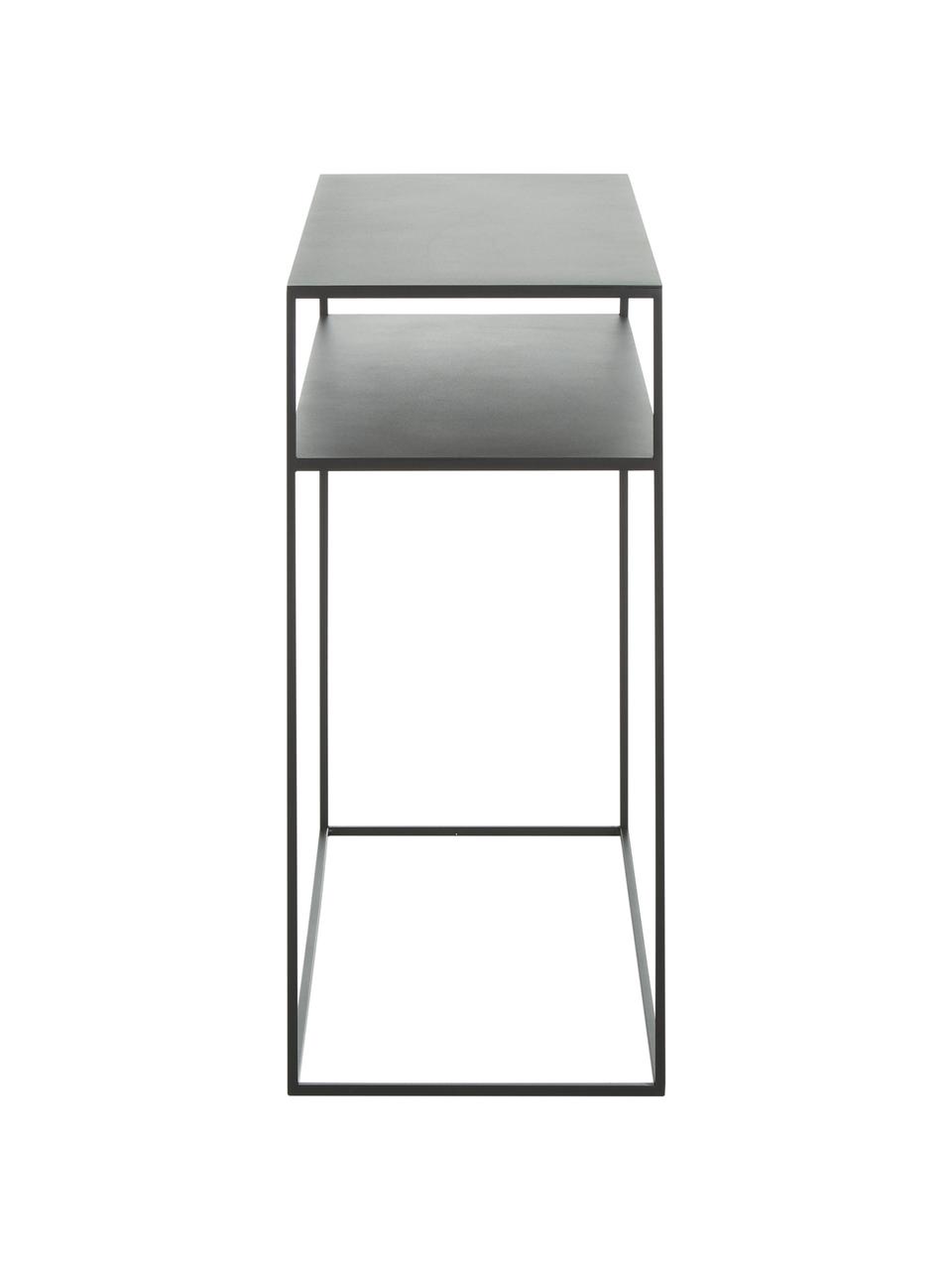 Metalen sidetable Tensio Duo in zwart, Gepoedercoat metaal, Zwart, B 100 x D 35 cm