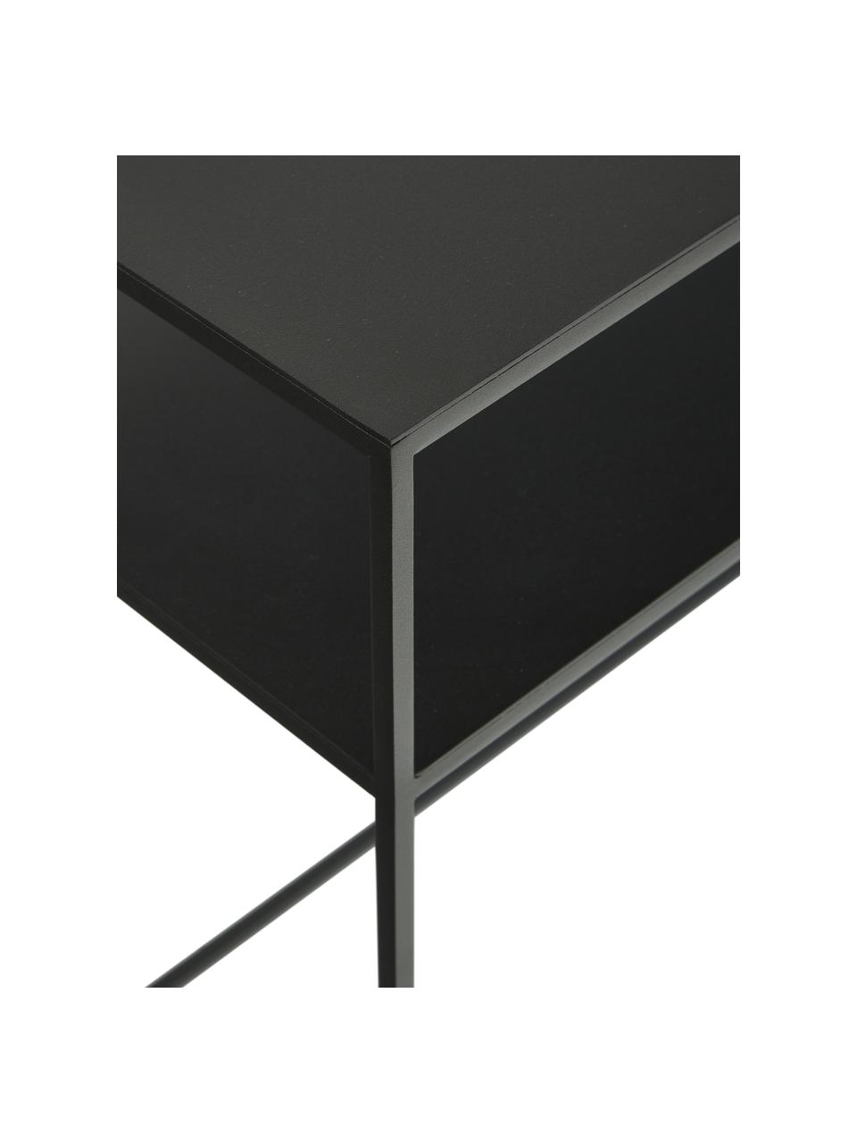 Metalen sidetable Tensio Duo in zwart, Gepoedercoat metaal, Zwart, B 100 x D 35 cm