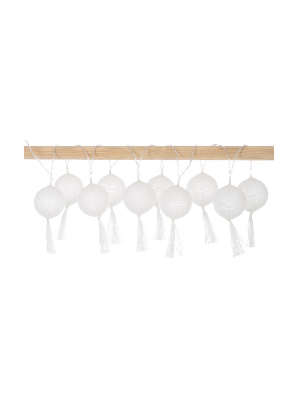 LED lichtslinger Jolly Tassel, 185 cm, 10 lampions, Lampions: katoen, Wit, L 185 cm