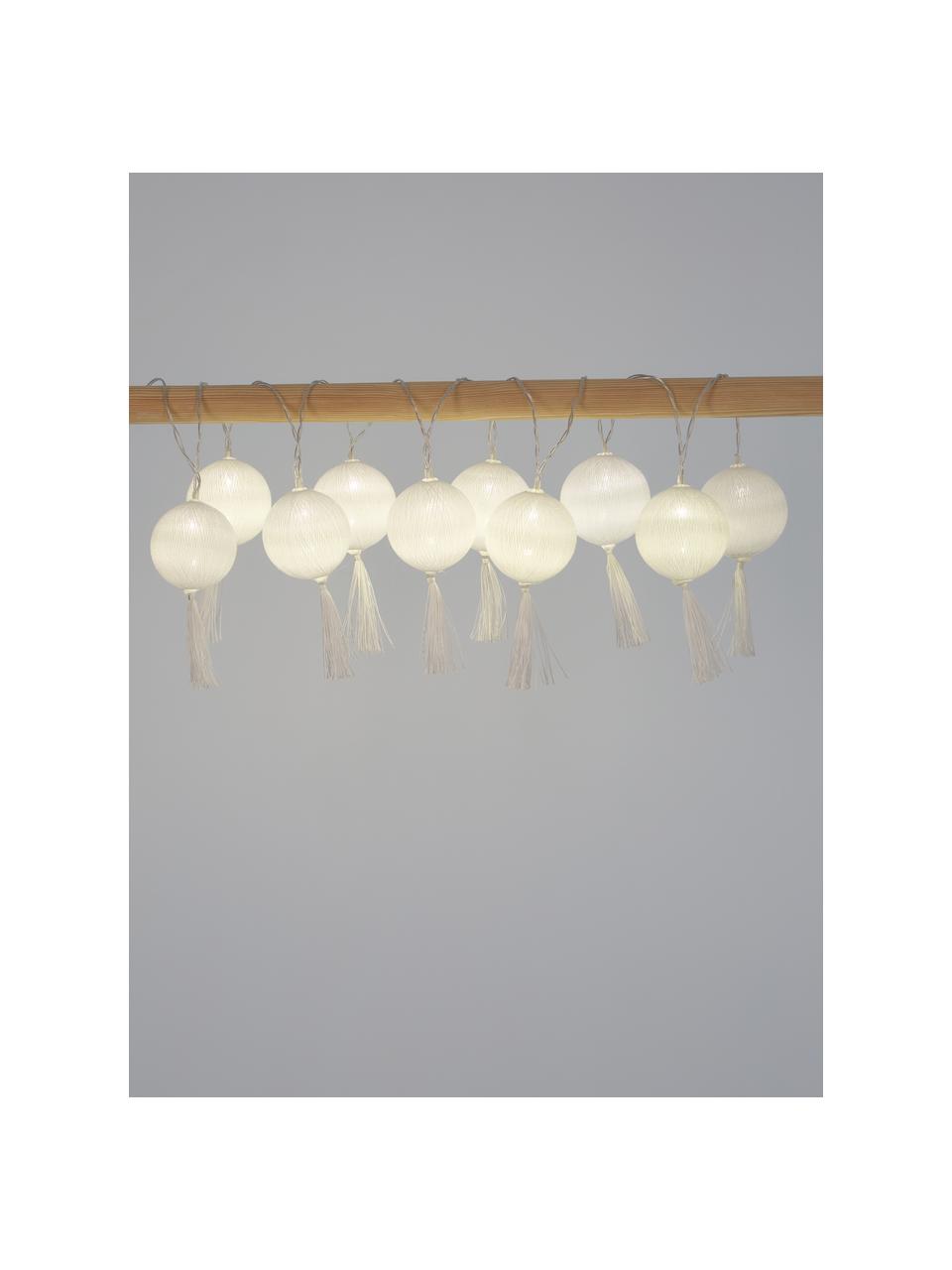 LED lichtslinger Jolly Tassel, 185 cm, 10 lampions, Lampions: katoen, Wit, L 185 cm