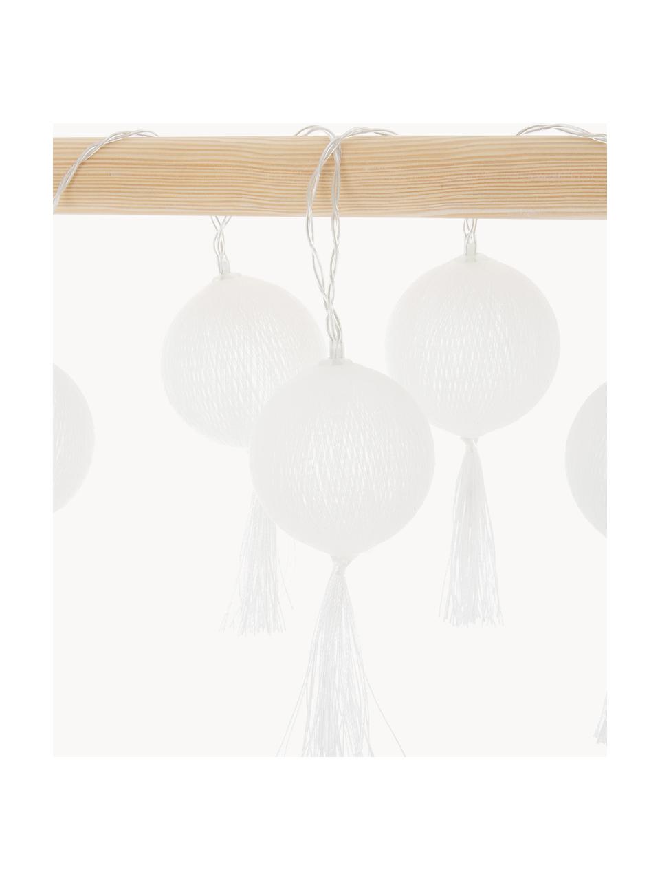 Batterij-aangedreven LED lichtslinger Jolly Tassel, 185 cm, Lampions: katoen, Wit, L 185 cm