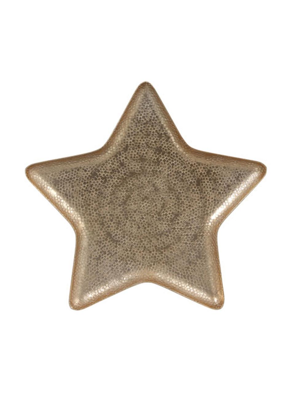 Deko-Schale Star, Aluminium, beschichtet, Messingfarben, matt, 33 x 2 cm