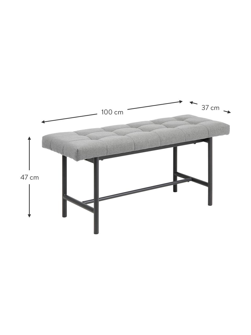 Design zitbank Sigfrid, Bekleding: polyester 25.000 cyclitoe, Frame: multiplex, Poten: gepoedercoat metaalkleuri, Lichtgrijs, 100 x 47 cm