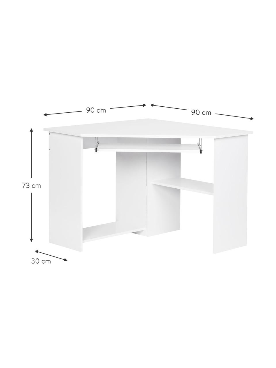 Escritorio de esquina Roman, Tablero de fibras de densidad media (MDF) pintado
Rieles metálicos, Blanco, An 127 x F 89 cm