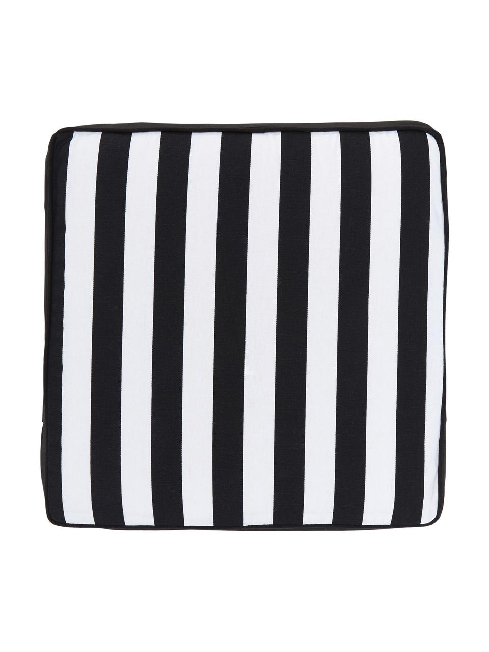 Cojín para silla alto a rayas Timon, Funda: 100% algodón, Negro, blanco, An 40 x L 40 cm