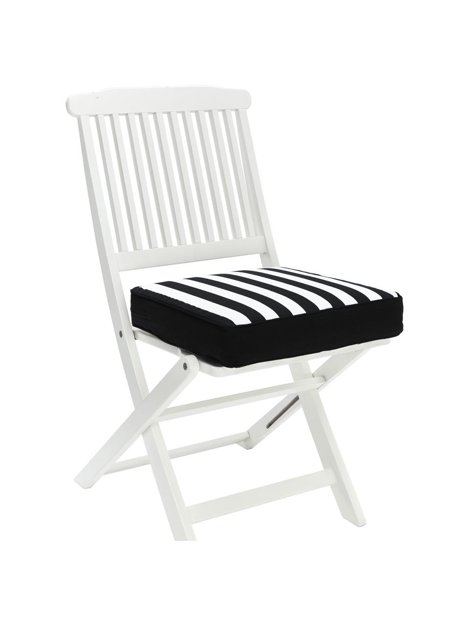 Hohes Sitzkissen Timon, gestreift, Bezug: 100% Baumwolle, Schwarz, Weiß, B 40 x L 40 cm