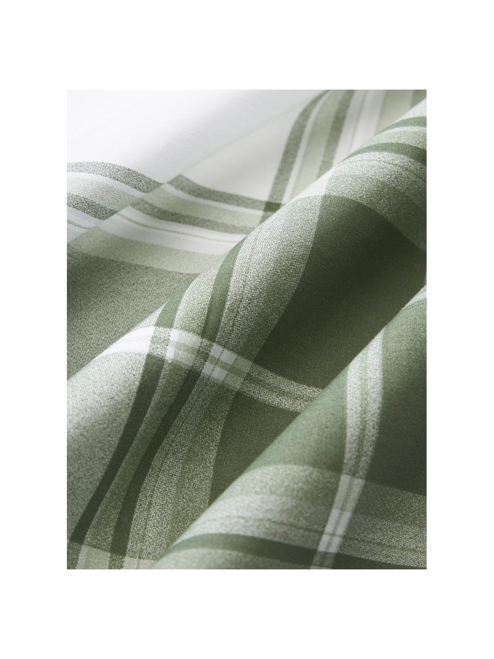 Housse de couette en percale à carreaux Scarlet, Vert, blanc, larg. 200 x long. 200 cm