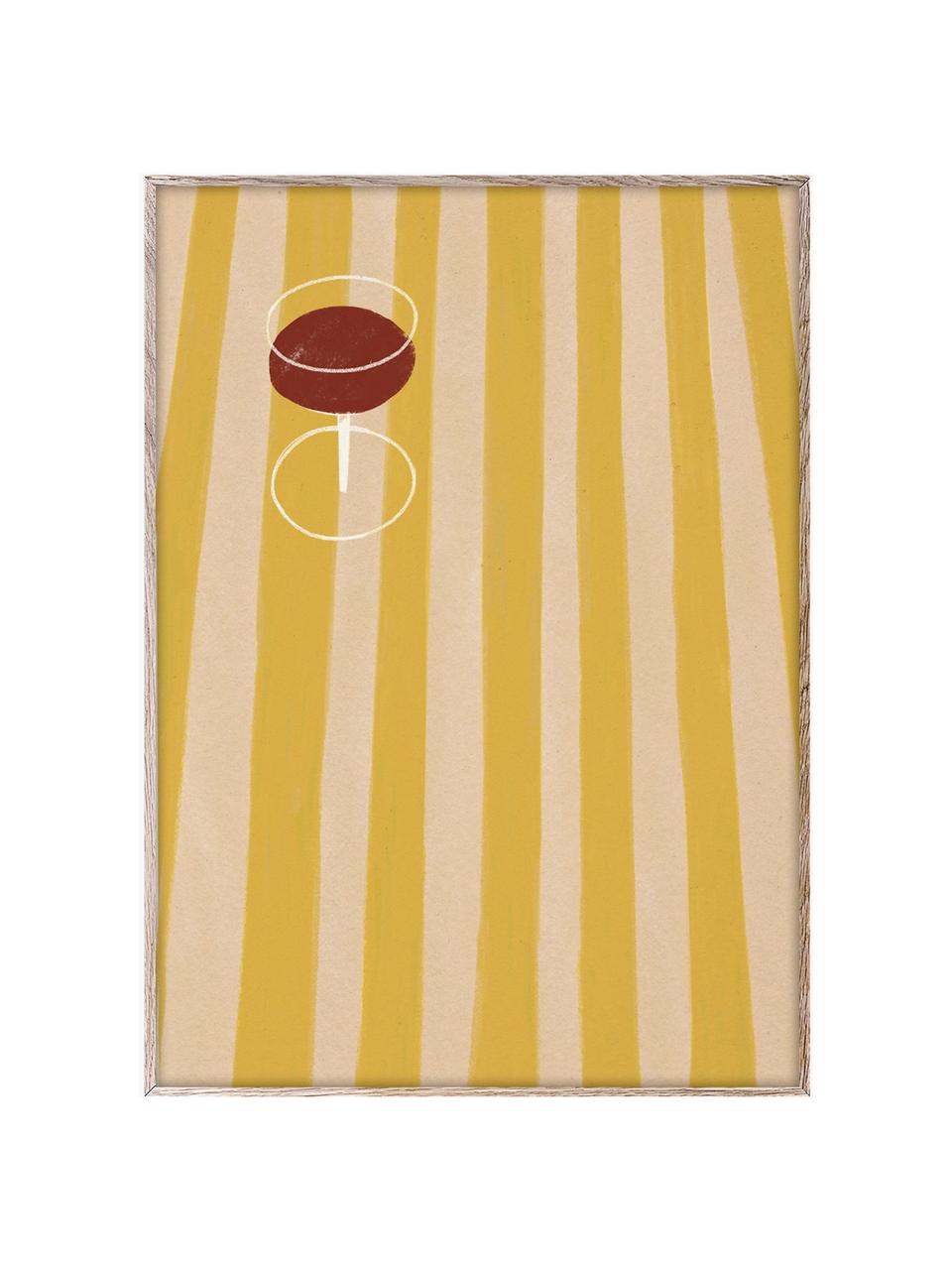 Poster con cornice SDO 04, Cartoncino opaco da 210 g firmato Hahnemühle, stampa digitale con 10 colori resistenti ai raggi UV, Giallo sole, beige, rosso vino, Larg. 30 x Alt. 40 cm