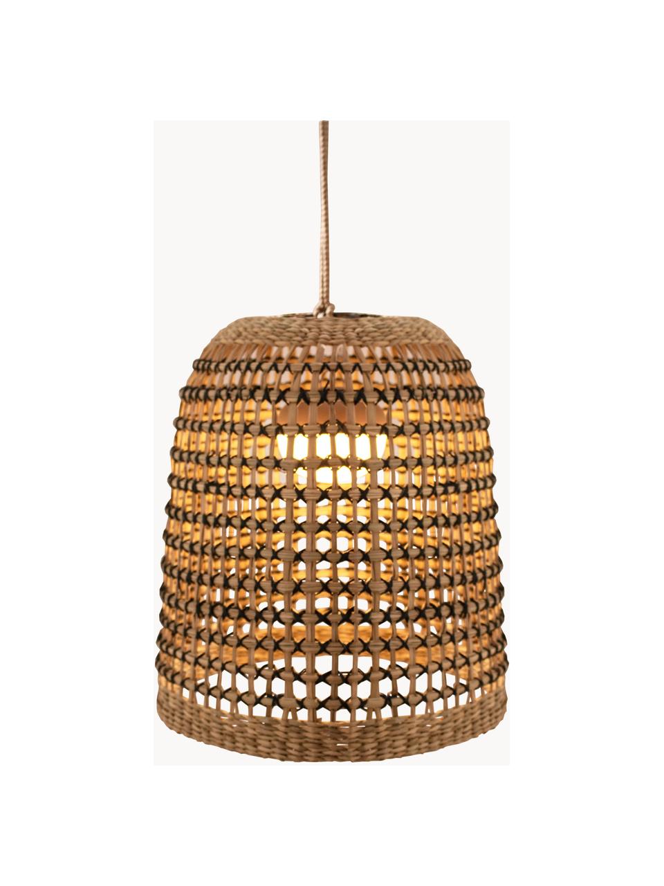 Handgemaakte dimbare outdoor LED hanglamp Positano, Lamp: natuurlijke vezels, Bruin, Ø 33 x H 35 cm