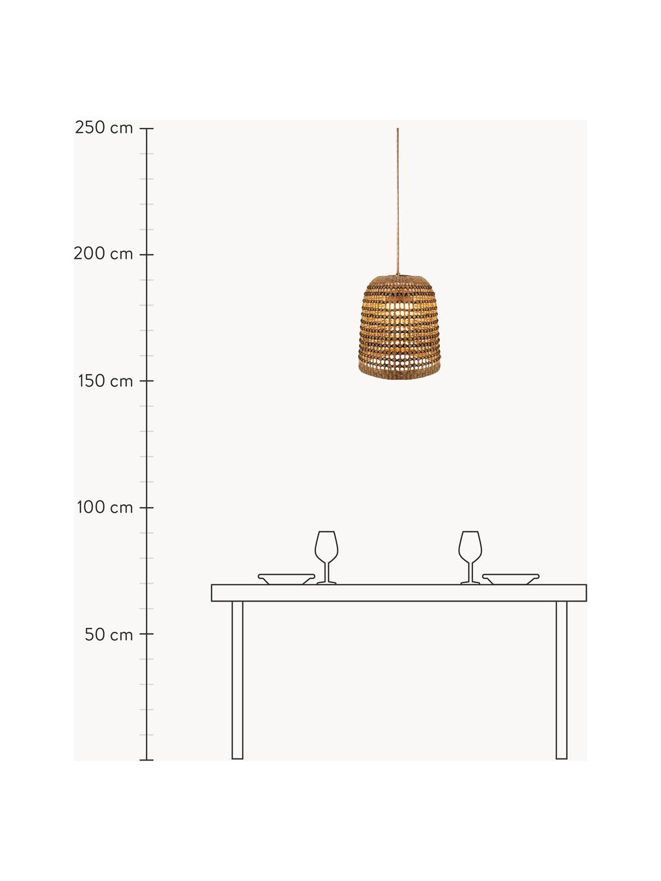 Handgemaakte dimbare LED hanglamp Positano, Lamp: natuurlijke vezels, Bruin, Ø 33 x H 35 cm
