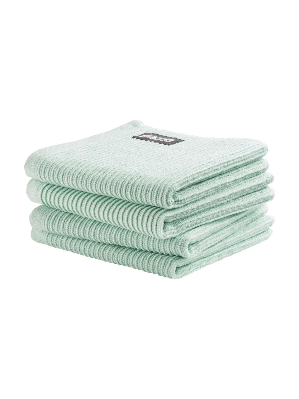 Serviettes en tissu éponge Basic Clean, 4 pièces, Coton, Vert, larg. 30 x long. 30 cm