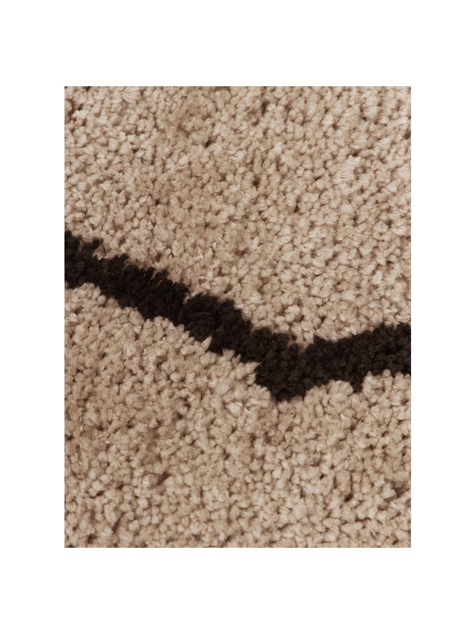 Handgetufteter Hochflor-Teppich Davin, Flor: 100% Polyester-Mikrofaser, Beige, Schwarz, B 160 x L 230 cm (Größe M)