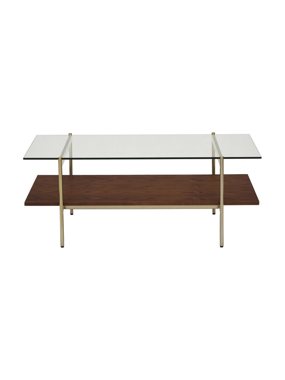 Table basse en verre Valentina, Placage en frêne, brun laqué, larg. 100 x prof. 53 cm