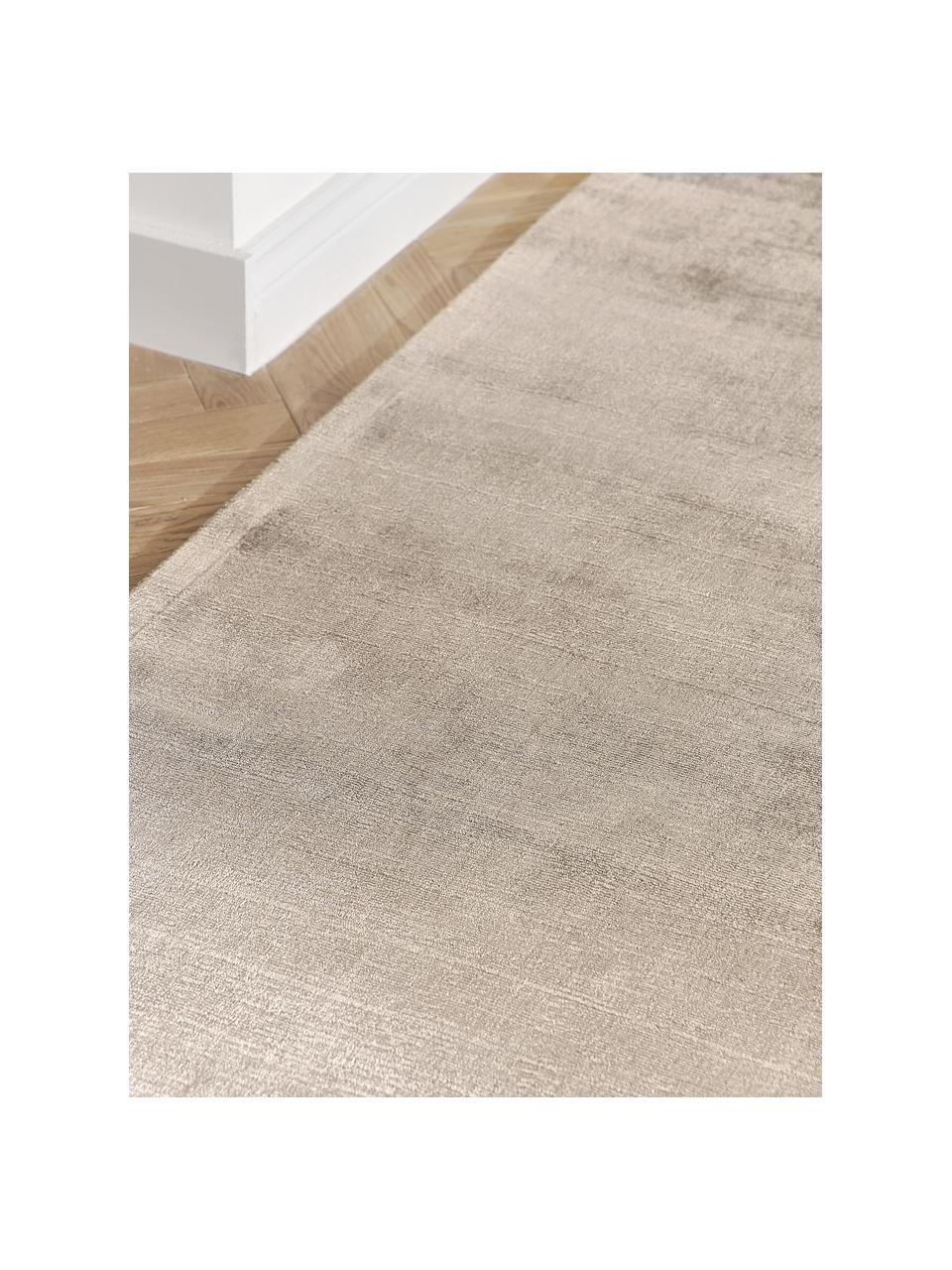 Tapis de couloir en viscose tissé main Jane, Beige clair, larg. 80 x long. 300 cm