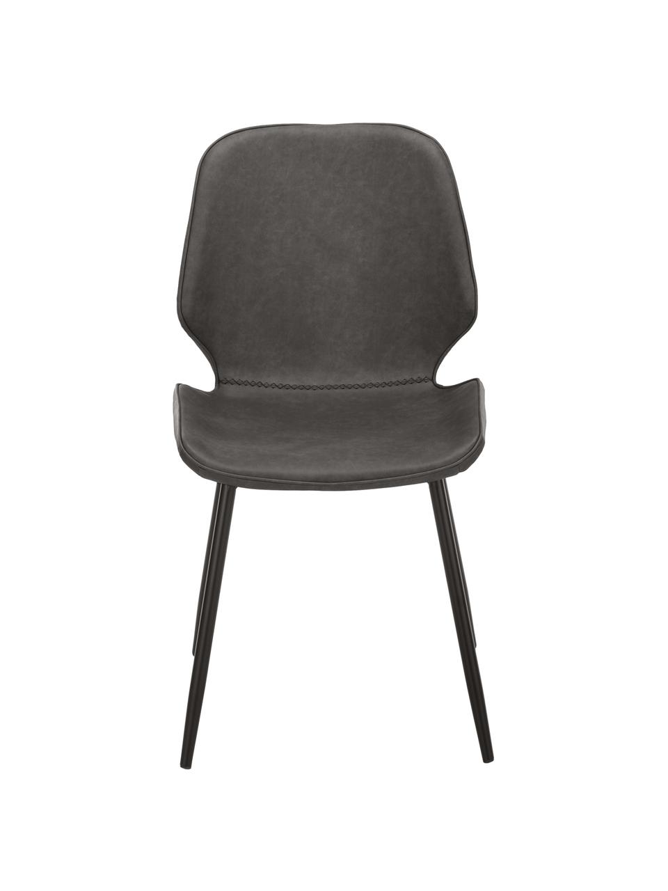 Krzesło tapicerowane ze sztucznej skóry  Louis, 2 szt., Tapicerka: sztuczna skóra (65% polie, Nogi: metal malowany proszkowo, Szary, S 44 x G 58 cm