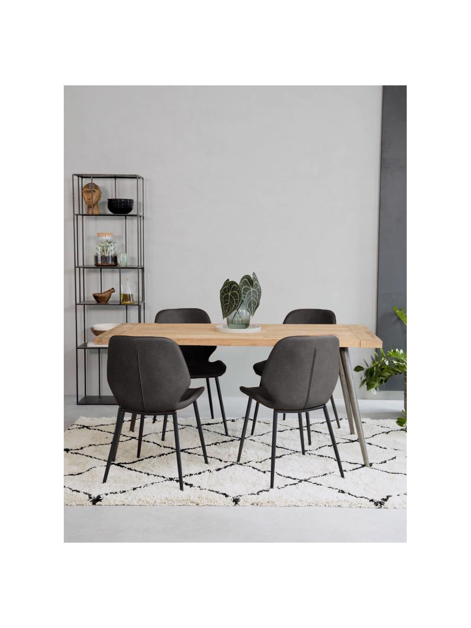 Sillas tapizadas en cuero sintético Louis, 2 uds., Tapizado: cuero sintético (65% poli, Patas: metal con pintura en polv, Cuero sintético gris oscuro, An 44 x F 58 cm