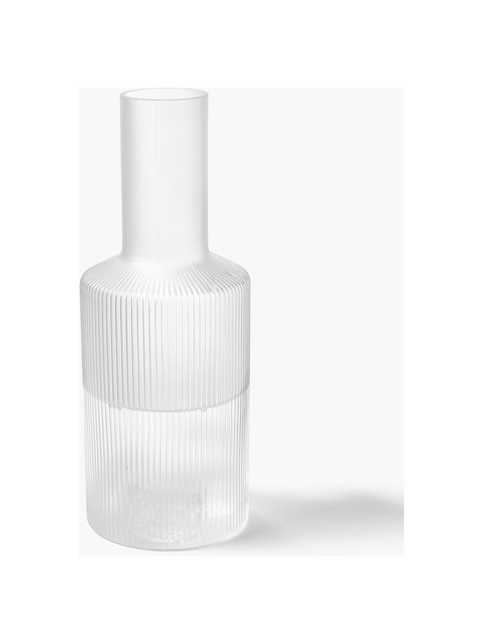 Carafe striée soufflée bouche Ripple, 1 L, Verre, soufflé bouche, Translucide, mat, 1 L