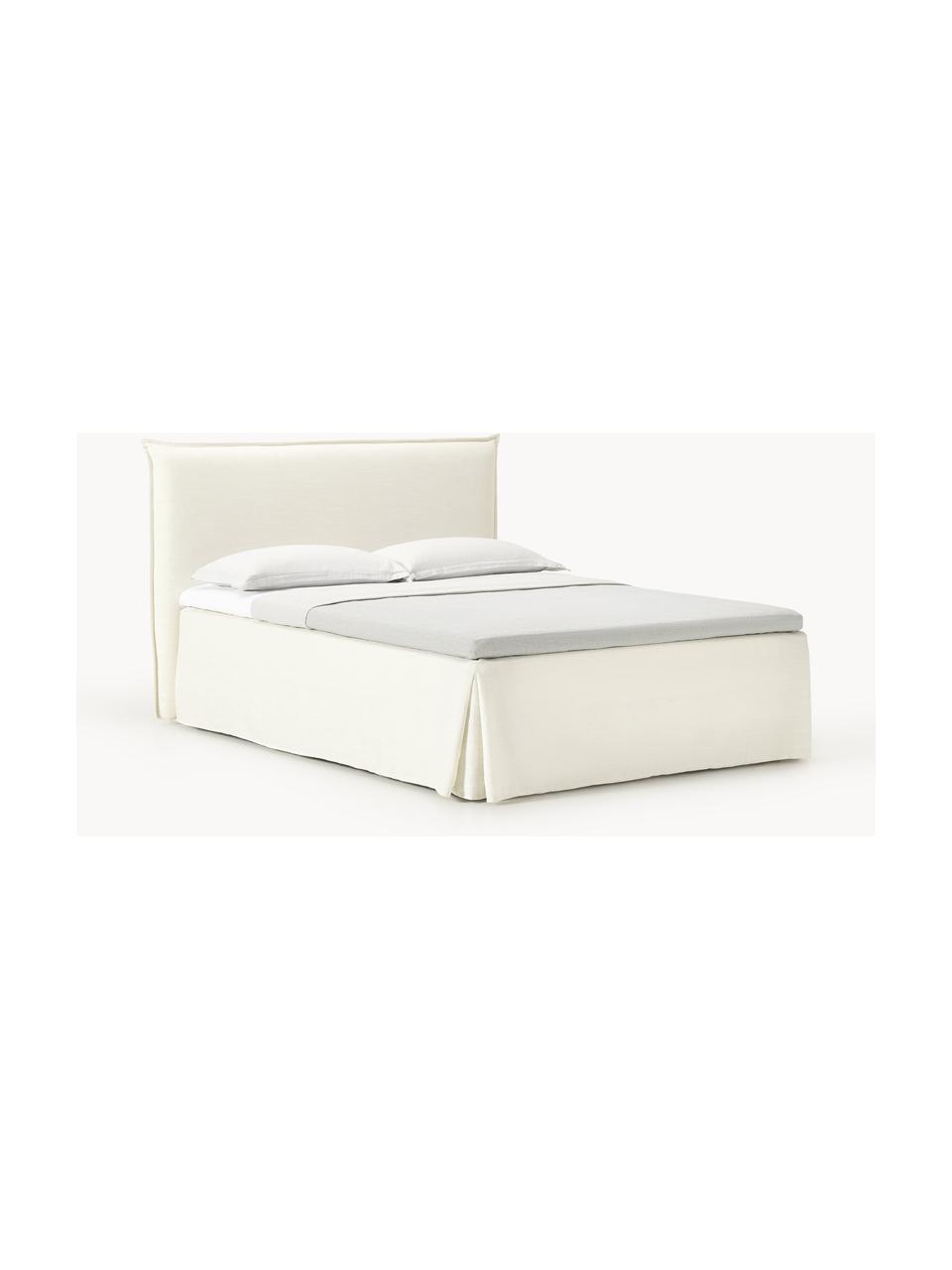 Letto boxspring Viola, Rivestimento: 54% poliestere, 36% visco, Rivestimento superiore: 100% poliestere, Materasso: nucleo a molle insacchett, Tessuto bianco latte, Larg. 140 x Lung. 200 cm, grado di durezza H2