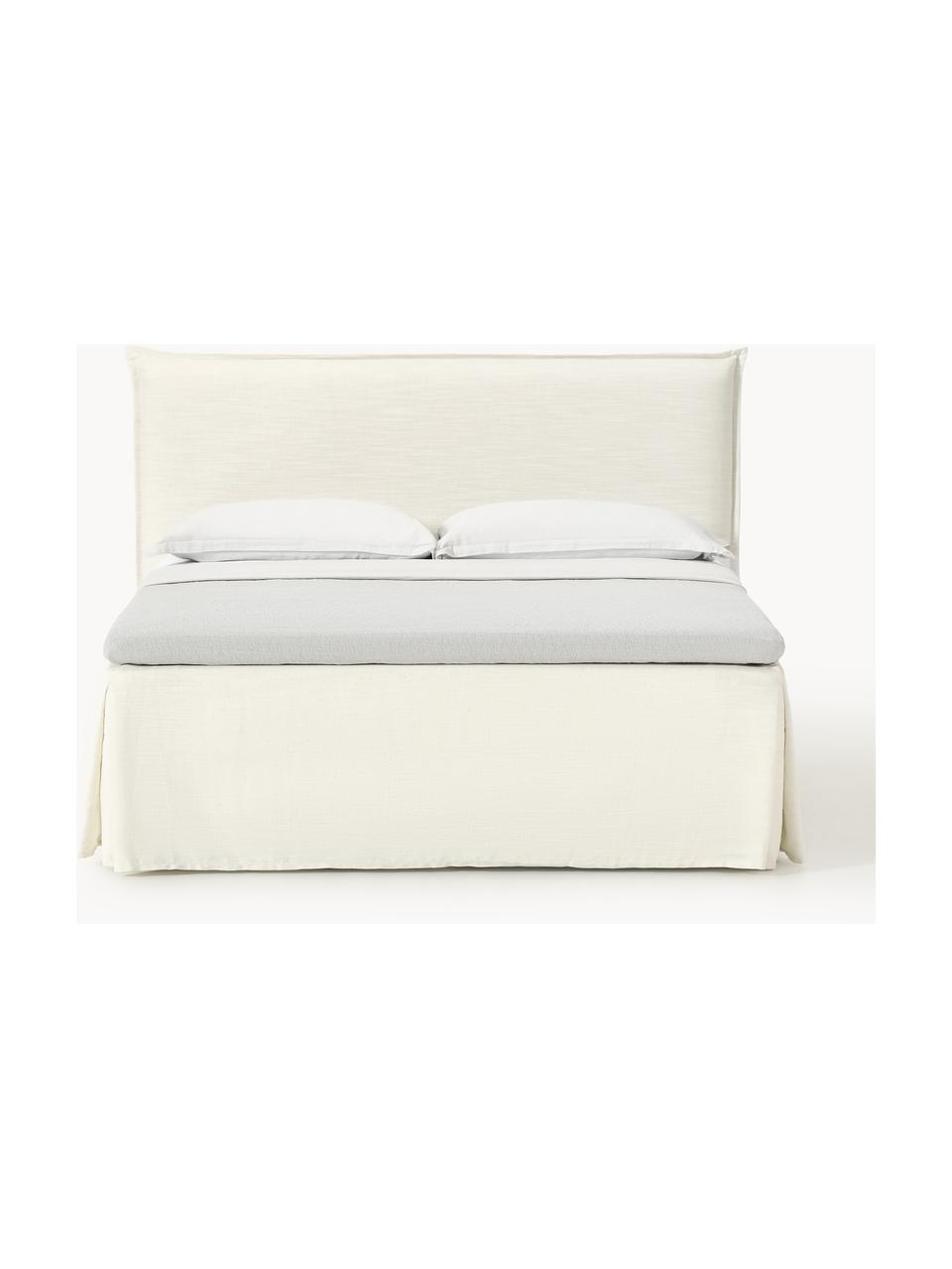 Boxspringbett Viola, Bezug: 54 % Polyester, 36 % Visk, Matratze: 7-Zonen-Taschenfederkern, Füße: Birkenholz Dieses Produkt, Webstoff Off White, B 140 x L 200 cm, Härtegrad H2