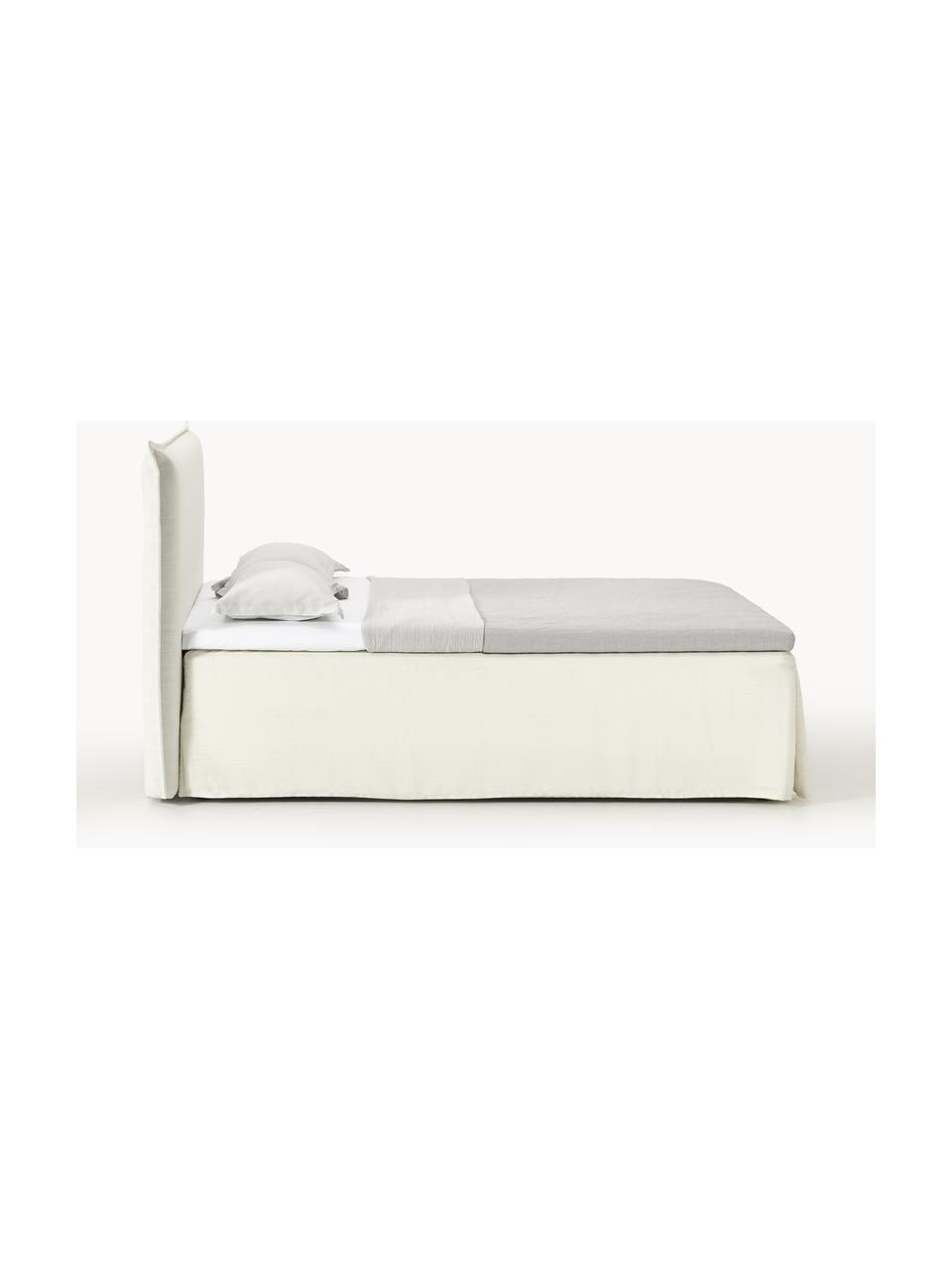 Boxspringbett Viola, Bezug: 54 % Polyester, 36 % Visk, Matratze: 7-Zonen-Taschenfederkern, Füße: Birkenholz Dieses Produkt, Webstoff Off White, B 140 x L 200 cm, Härtegrad H2