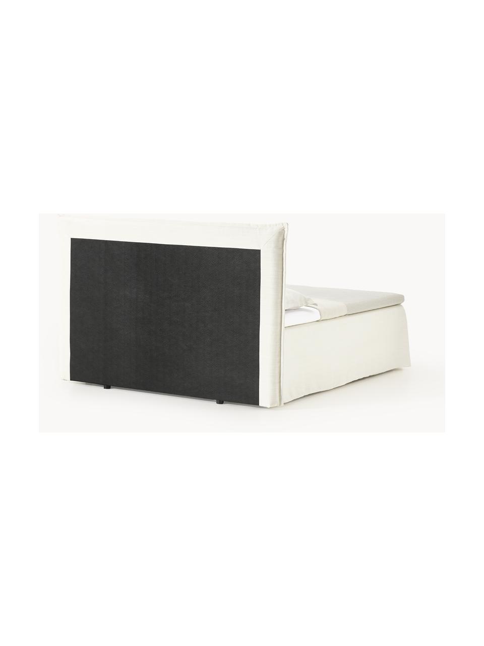 Boxspringbett Viola, Bezug: 54 % Polyester, 36 % Visk, Matratze: 7-Zonen-Taschenfederkern, Webstoff Off White, B 140 x L 200 cm, Härtegrad H2