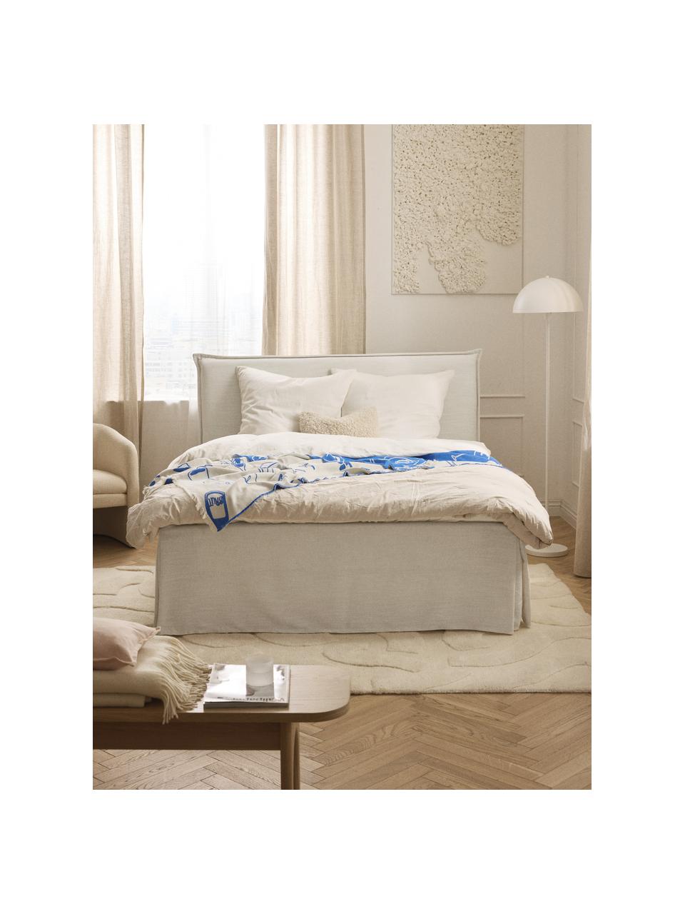 Boxspringbett Viola, Bezug: 54 % Polyester, 36 % Visk, Matratze: 7-Zonen-Taschenfederkern, Webstoff Off White, B 140 x L 200 cm, Härtegrad H2