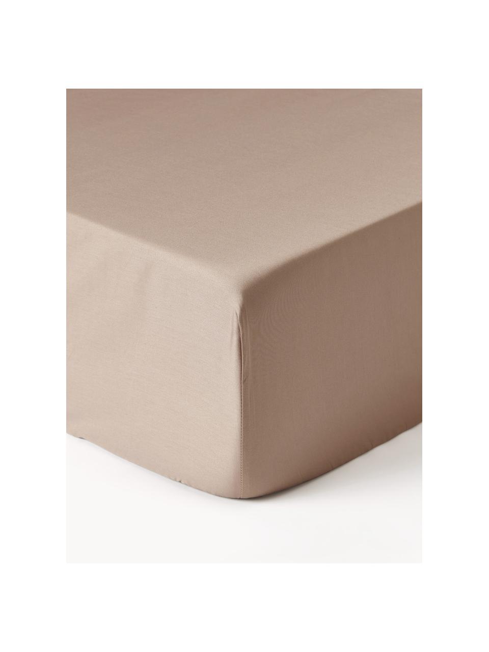Prześcieradło z satyny bawełnianej z gumką na łóżko kontynentalne Premium, Beżowy, S 90 x D 200 cm, W 35 cm