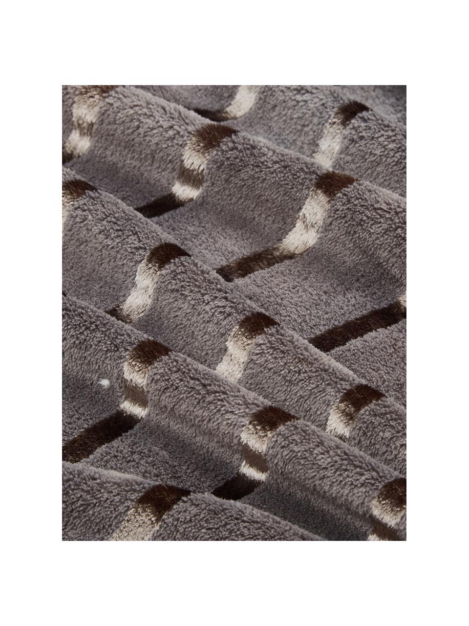 Zachte fleece-plaid Clyde, Polyester, Antraciet, 130 x 160 cm