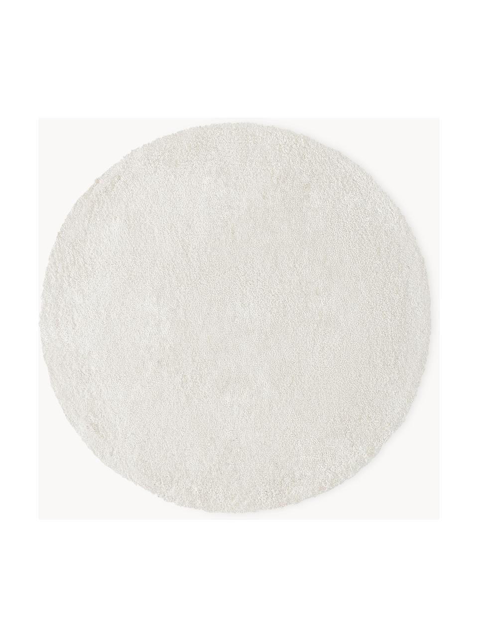 Okrúhly huňatý koberec s vysokým vlasom Leighton, Lomená biela, Ø 150 cm (veľkosť M)