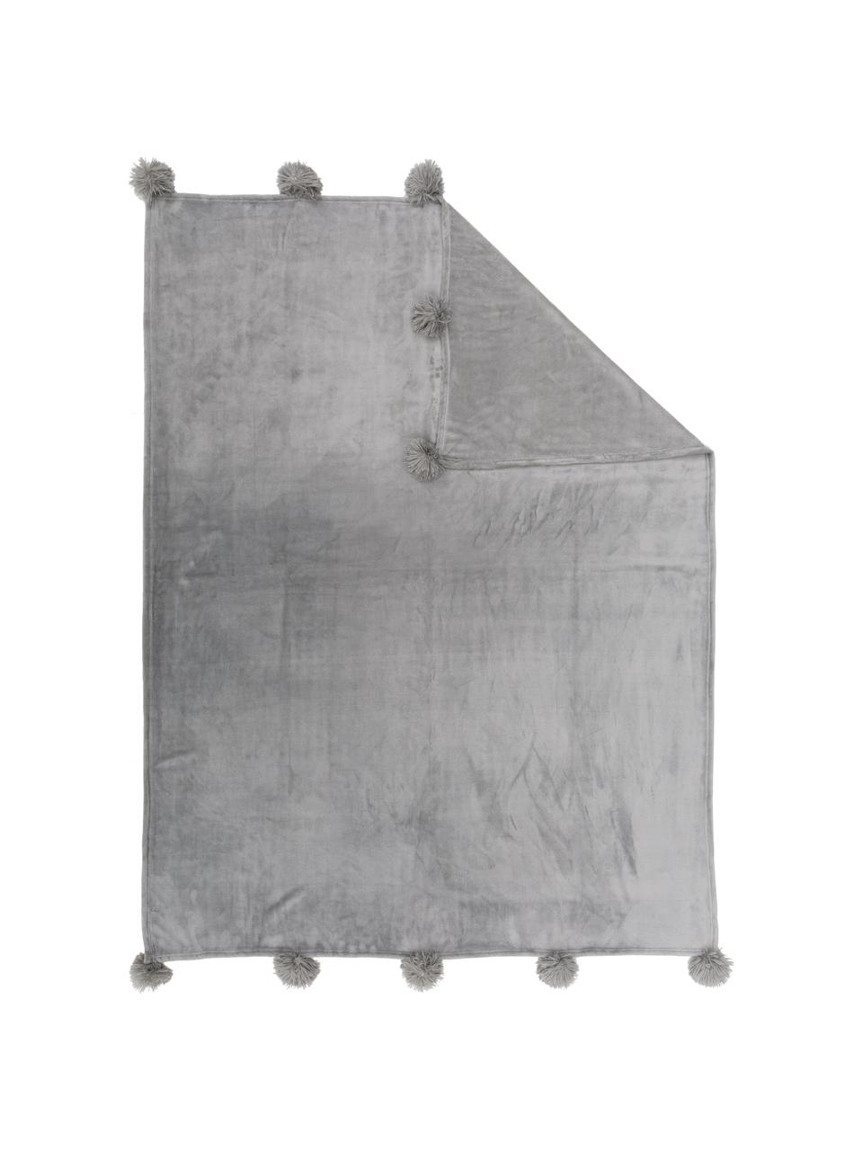Fleece plaid Bomla, Polyester, Grijs, 130 x 170 cm