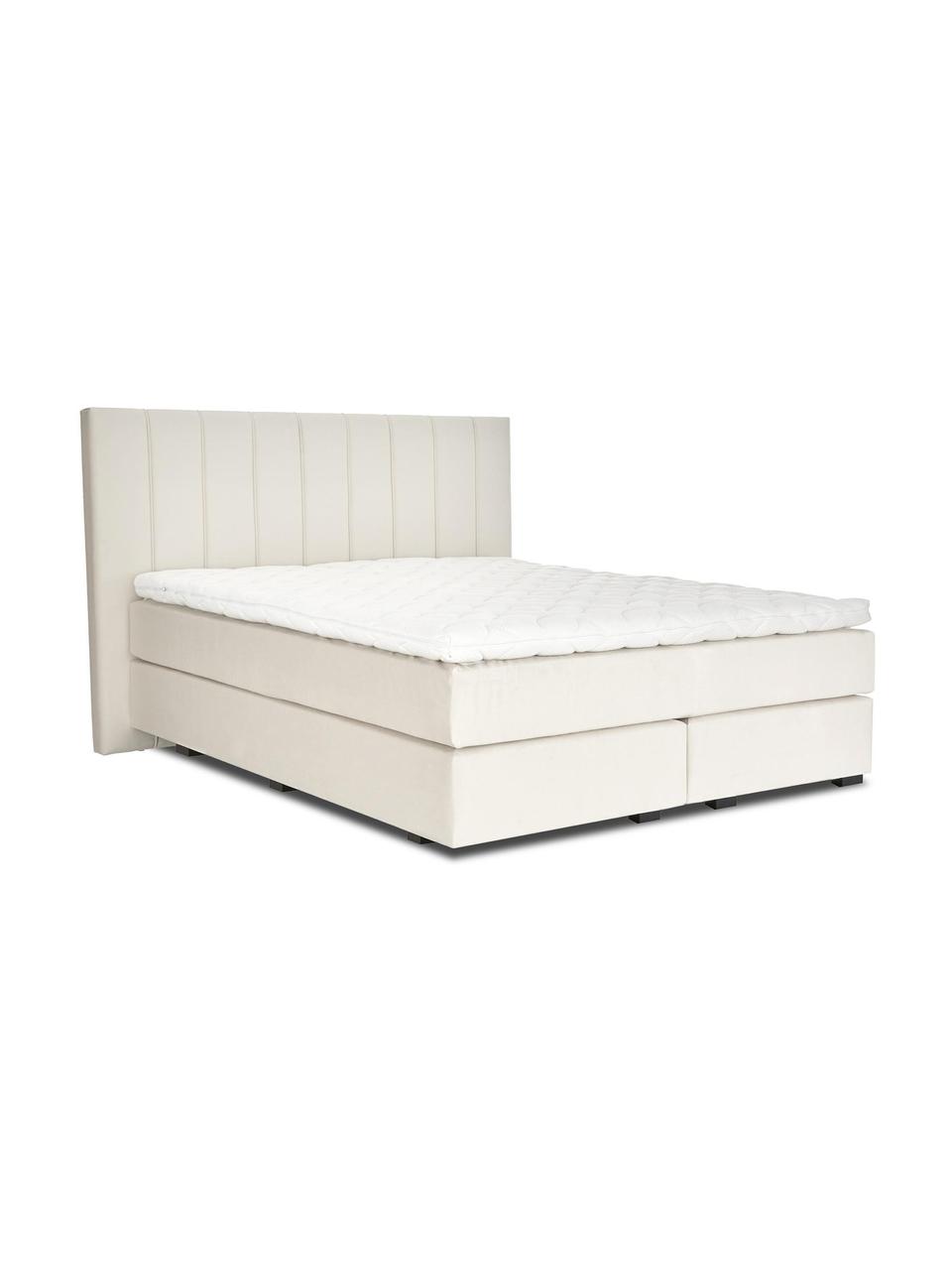 Lit à sommier tapissier premium en velours Lacey, Beige