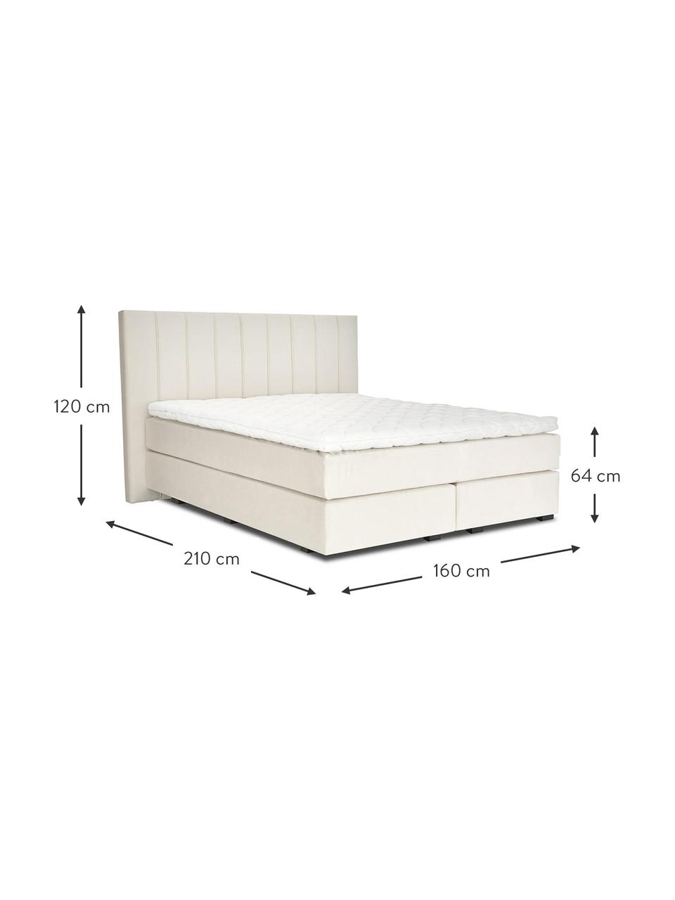 Letto Boxspring in velluto Premium Lacey, Materasso: a molle insacchettate a 7, Piedini: legno massello di faggio,, Beige, 200 x 200