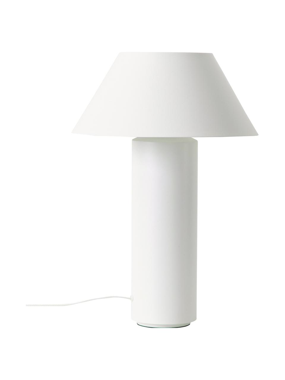 Tafellamp Niko in wit, Lampenkap: gecoat metaal, Lampvoet: gecoat metaal, Wit, Ø 35 x H 55 cm