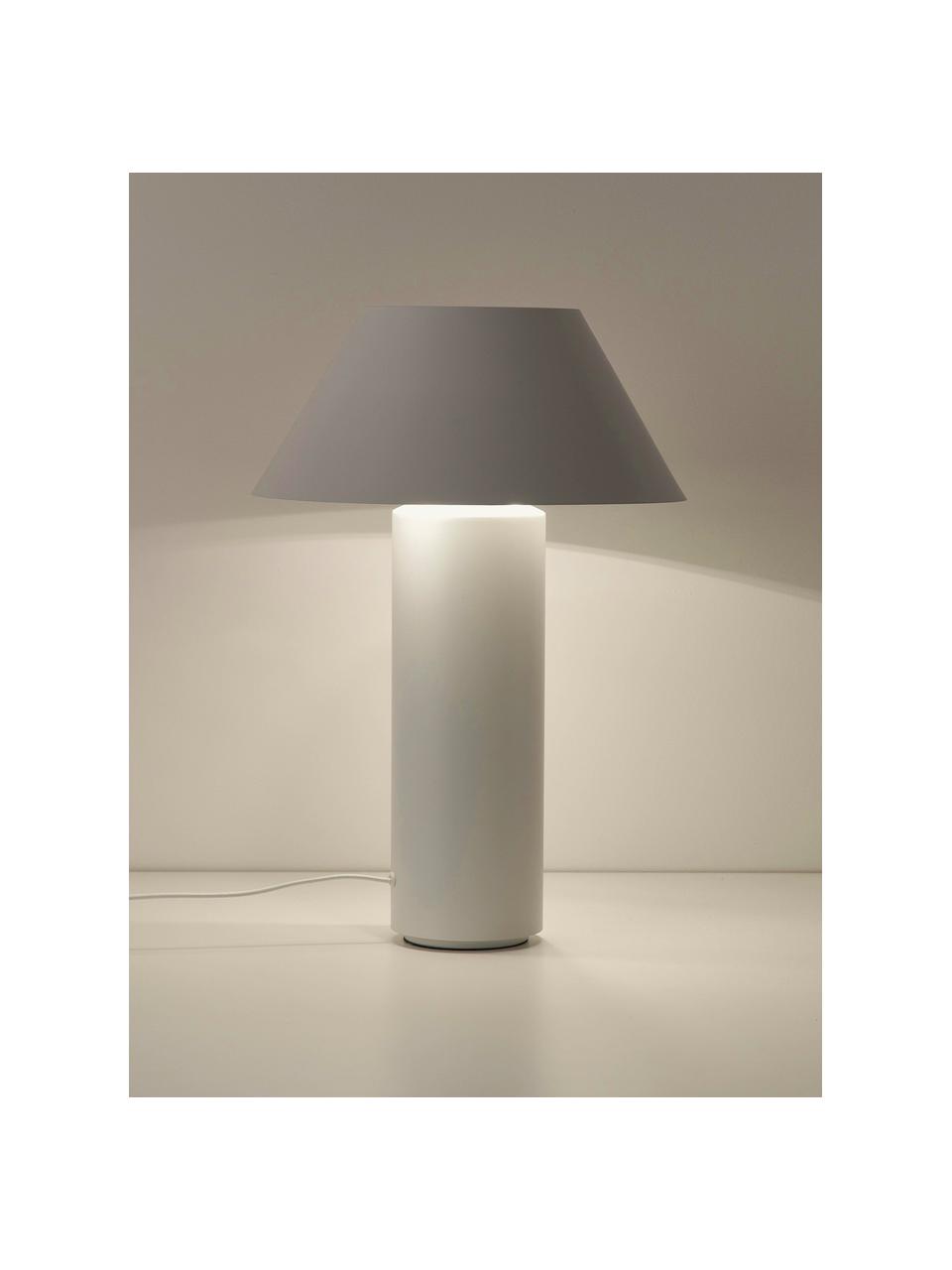Lámpara de mesa Niko, Pantalla: metal recubierto, Cable: cubierto en tela, Blanco, Ø 35 x Al 55 cm