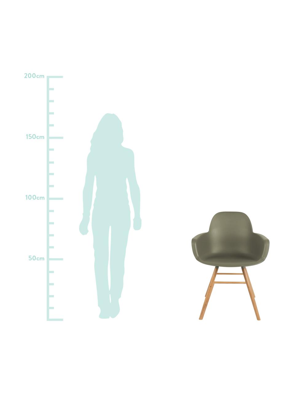 Krzesło z podłokietnikami Albert Kuip, Nogi: drewno dębowe, Siedzisko: zielony Nogi: drewno dębowe, S 59 x W 82 cm