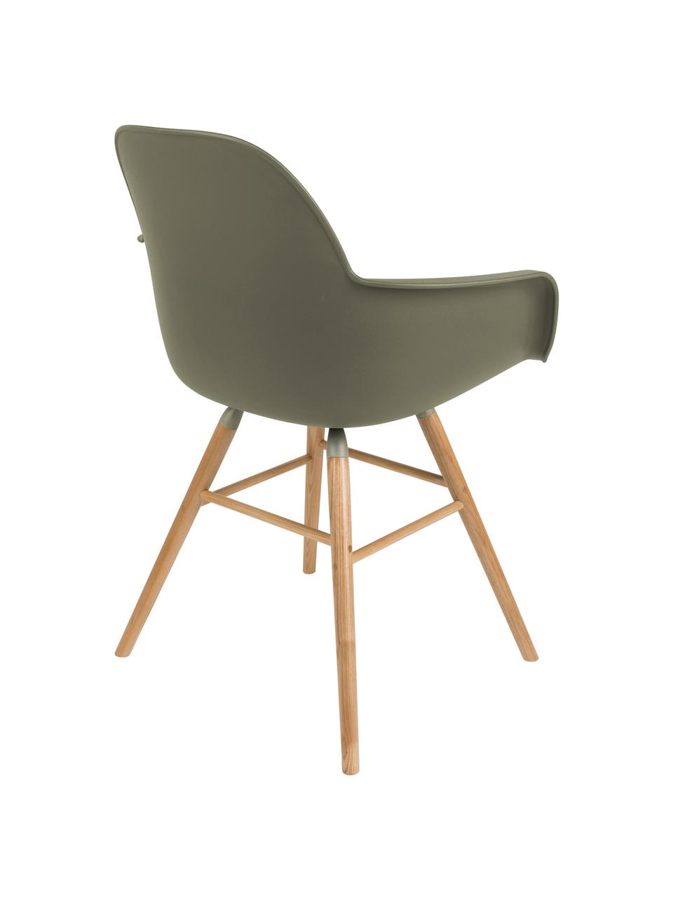Krzesło z podłokietnikami Albert Kuip, Nogi: drewno dębowe, Siedzisko: zielony Nogi: drewno dębowe, S 59 x W 82 cm