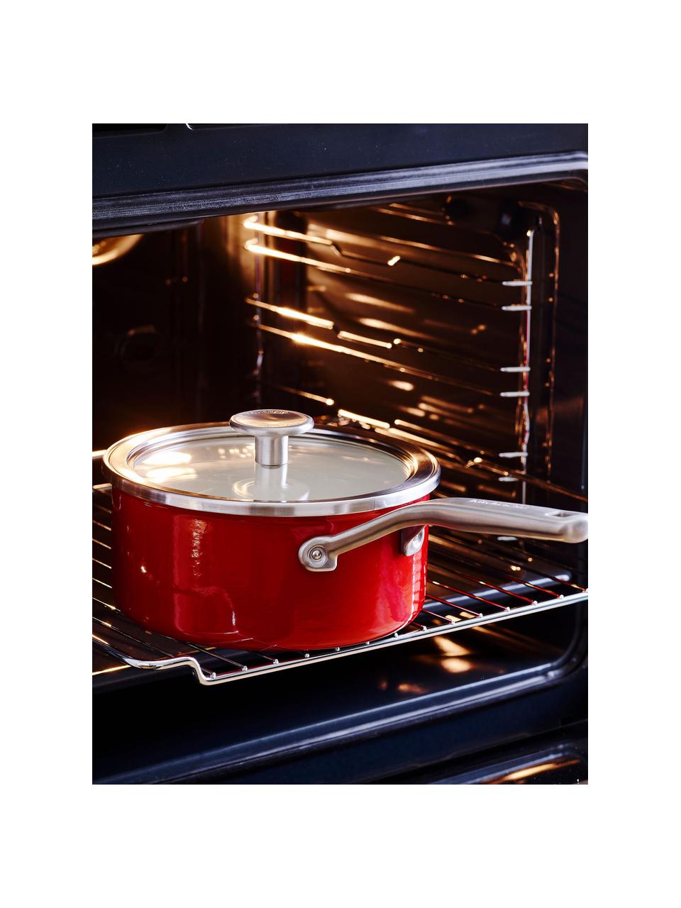 Batteria di pentole da cucina KitchenAid 10 pz, Coperchio: vetro, Rosso, Set di 10 pezzi in varie misure