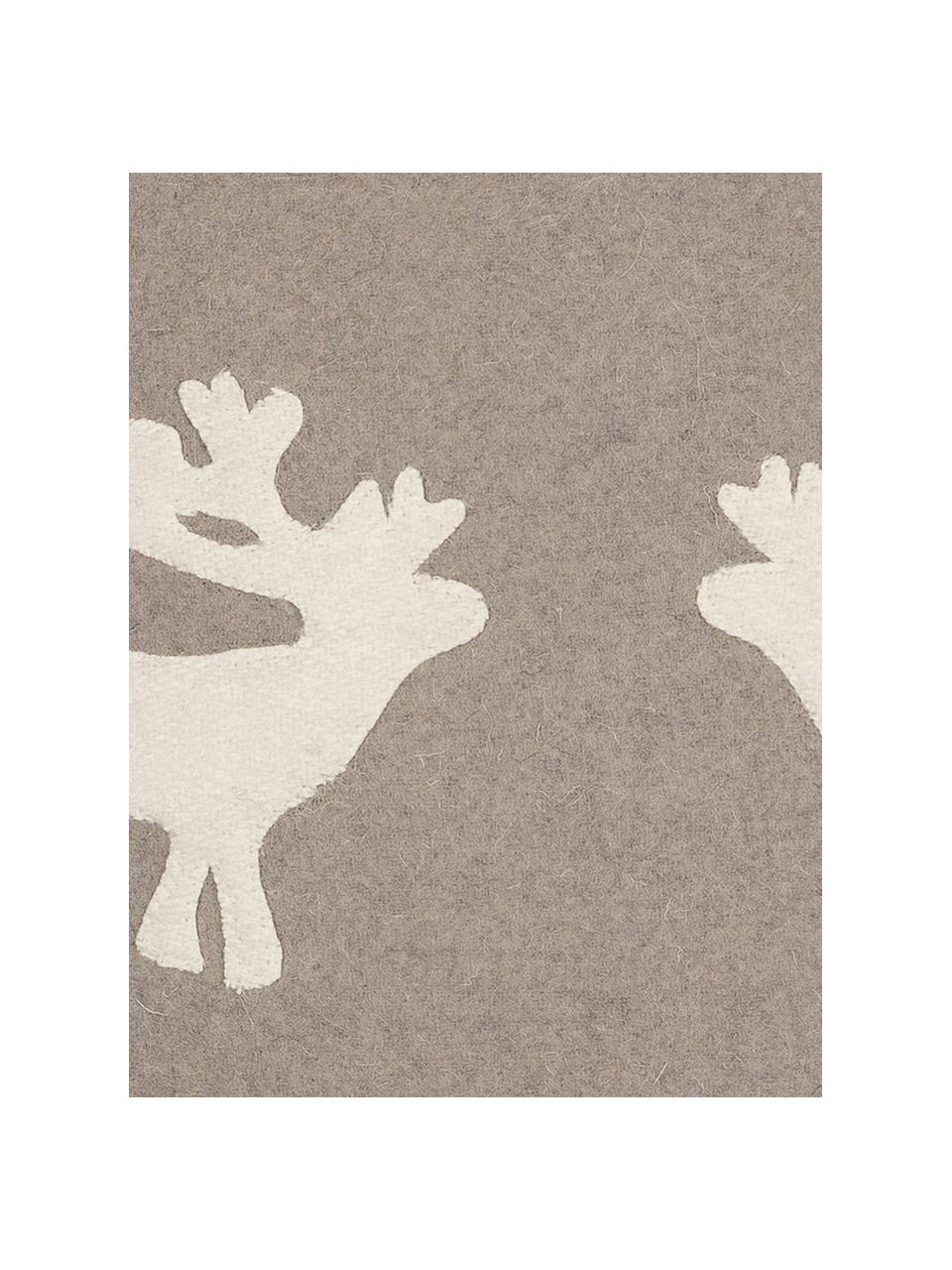 Wolvilt kussen Sister Reindeer in beige, met vulling, Zandkleurig, gebroken wit, 45 x 45 cm