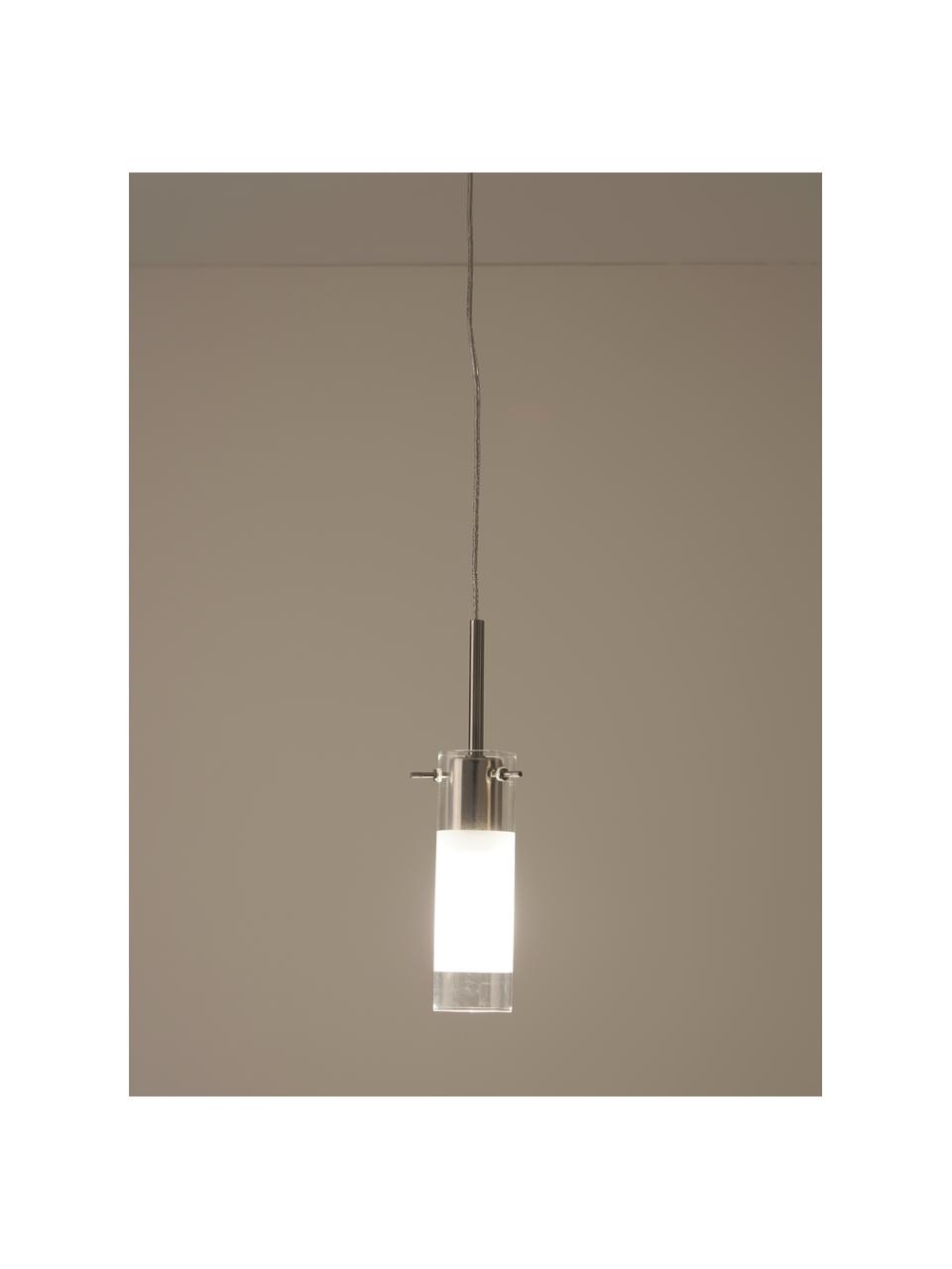 Kleine hanglamp Toscana van glas, Lampenkap: glas, Baldakijn: metaal, Zilverkleurig, transparant, Ø 5 x H 22 cm